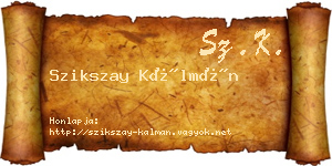 Szikszay Kálmán névjegykártya