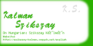 kalman szikszay business card